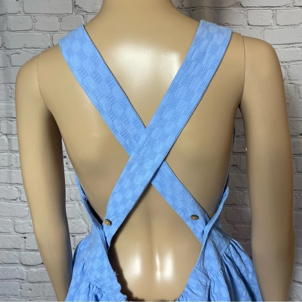New Free People Va Va Volume Mini Blue Dress Size S